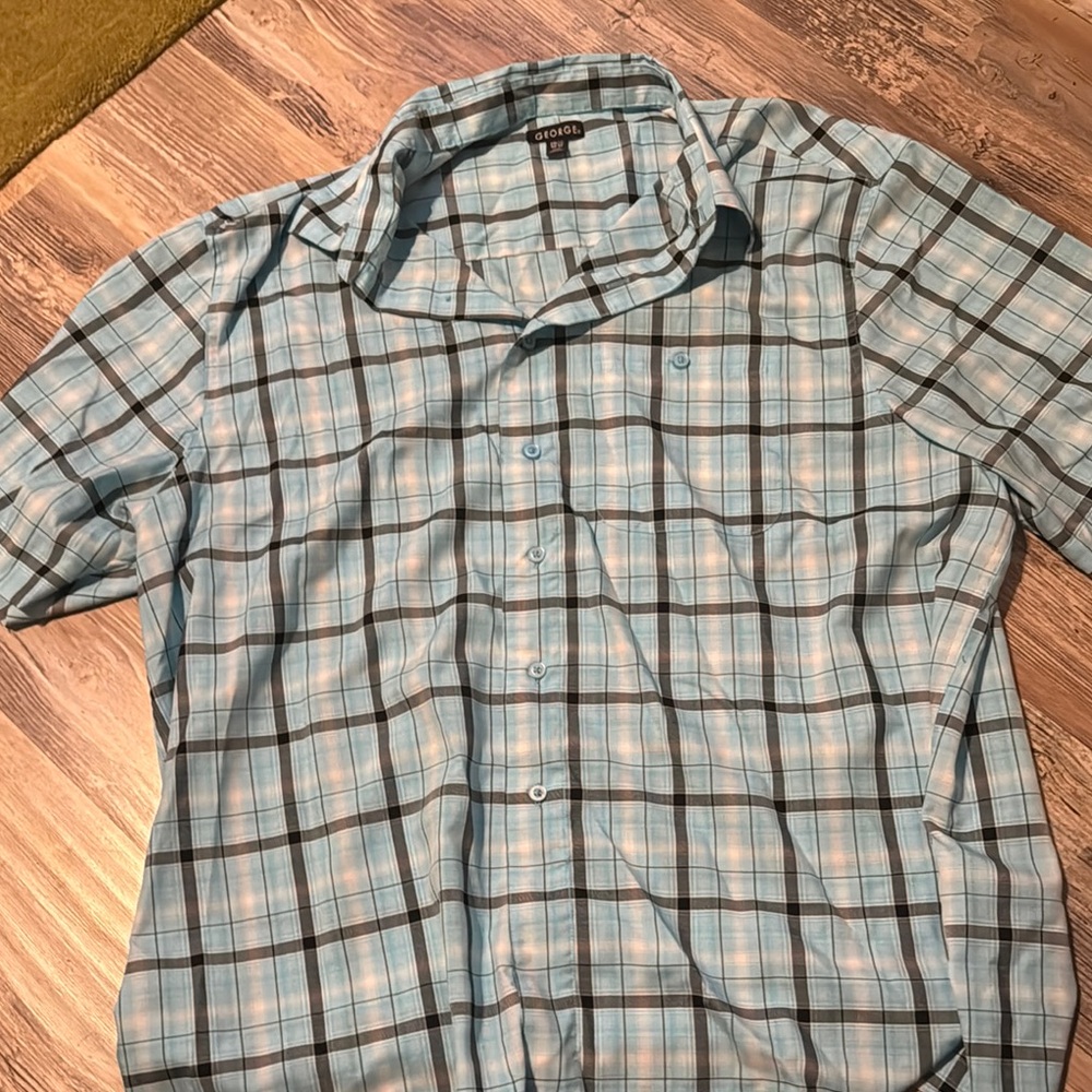 George Men's Blue Plaid Shirt